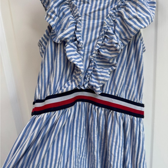 Tommy Hilfiger 2-3T Girls Blue Striped Kids Short Sleeve Dress - Picture 2 of 6